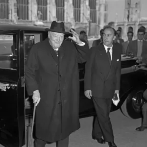 Former Prime Minister Winston Churchill arrives in Cambridge for a tree planting Former Prime Minister Winston Churchill arrives in Cambridge for a tree planting