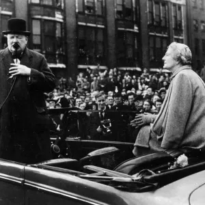 Prime Minister Winston Churchill makes a speech in Manchester as he campaigns ahead of Prime Minister Winston Churchill makes a speech in Manchester as he campaigns ahead of