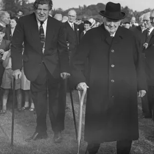 Former Prime Minister Winston Churchill seen after planting an oak tree to inaugurate Former Prime Minister Winston Churchill seen after planting an oak tree to inaugurate