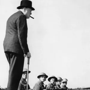 Winston Churchill Inspecting Coastal Defences Print 1940 Winston Churchill Inspecting Coastal Defences Print 1940