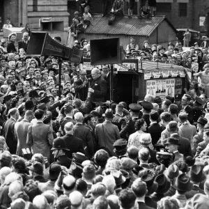 Winston Churchill in Birmingham 1945 Election Print Winston Churchill in Birmingham 1945 Election Print