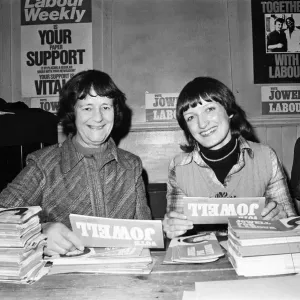 Black and white print of Audrey Callaghan at Labour party offices Black and white print of Audrey Callaghan at Labour party offices