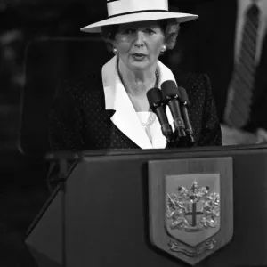 Prime Minster Margaret Thatcher delivers a speech at Guildhall, London. 3rd June 1988 Prime Minster Margaret Thatcher delivers a speech at Guildhall, London. 3rd June 1988
