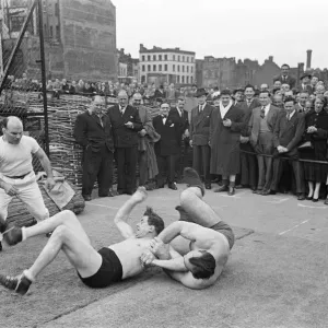 Primo Carnera v Al Hayes, Open Air Training Session Print