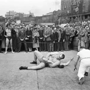 Primo Carnera v Al Hayes, Open Air Training Session at Ludgate Circus Gardens, London Primo Carnera v Al Hayes, Open Air Training Session at Ludgate Circus Gardens, London