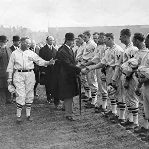 Prince Albert, The Duke of York, meeting at the New York Giants baseball team before