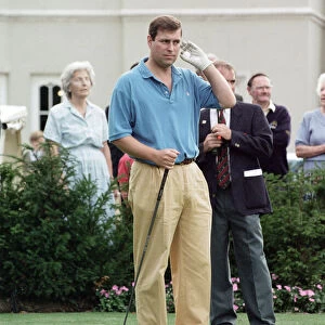 Prince Andrew, Duke of York during a charity golf match in aid of the motor neurone