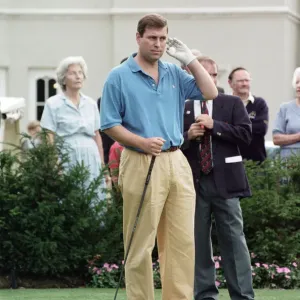 Prince Andrew at a charity golf match, Print Prince Andrew at a charity golf match, Print