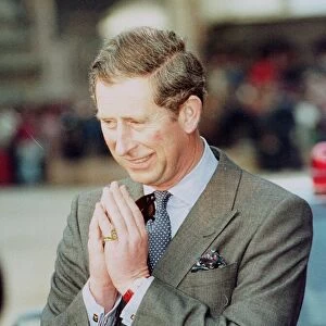 Prince Charles arrives in Kathmandu during his visit to Nepal in February 1998