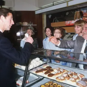 Prince Charles in Govanhill Bakery Print, November 1985