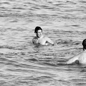 Prince Charles enjoying some time at the beach during his visit to Australia. March 1979