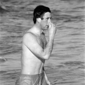 Prince Charles enjoying some time at the beach during his visit to Australia. March 1979 Prince Charles enjoying some time at the beach during his visit to Australia. March 1979