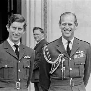 Prince Charles and Prince Philip in RAF Uniform Print 1971