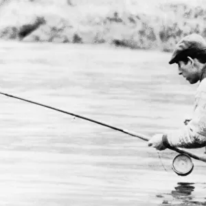 Prince Charles fishing in the River Dee in Scotland April 1988