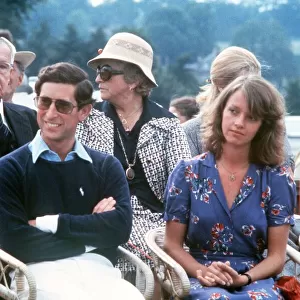 Prince Charles with girlfriend Sabrina Guinness at Cowdray Park August 1979
