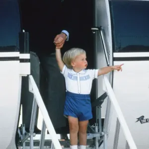 Prince Charles and Young Prince William at Aberdeen Airport Print