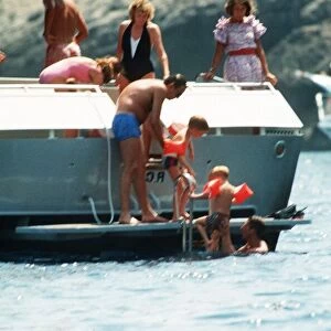 Prince Charles on holiday with his wife Princess Diana and his two children Harry