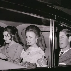 Print of Prince Charles with Lucia Santa Cruz in car Print of Prince Charles with Lucia Santa Cruz in car