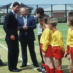 Prince Charles meeting boys football team November 1989