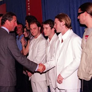 Prince Charles meets Boyzone Pop Group at party in the Park princes Trust Concert