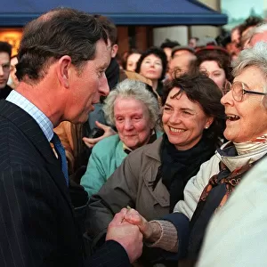 Prince Charles meets Helen Mowatt and Sylvia Christie in Princes Street Edinburgh