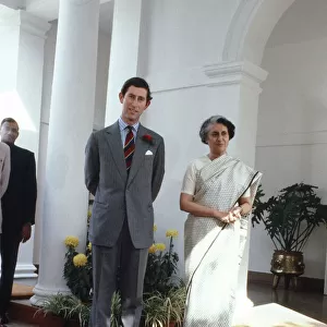 Prince Charles meets Prime Minister Indira Gandhi during his visit to New Delhi, India