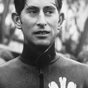 Prince Charles with his Prince Of Wales crest on his skin-diving suit November 1970
