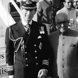 Prince Charles in Naval Uniform at Delhi Airport Print