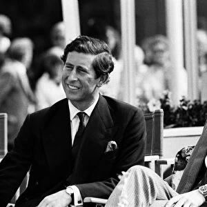 Prince Charles, Prince of Wales and Prince Andrew watching polo at Windsor, Berkshire