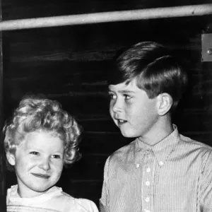 Prince Charles - The Prince of Wales with his sister Princess Anne at the door of a Prince Charles - The Prince of Wales with his sister Princess Anne at the door of a