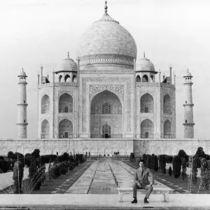 Prince Charles, the Prince of Wales, sitting in front of the Taj Mahal during his visit Prince Charles, the Prince of Wales, sitting in front of the Taj Mahal during his visit