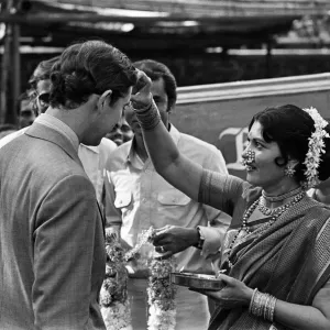 Print of Prince Charles visiting Bombay film studios, 1st December 1980