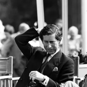 Prince Charles, Prince of Wales watching polo at Windsor, Berkshire. 27th June 1980 Prince Charles, Prince of Wales watching polo at Windsor, Berkshire. 27th June 1980