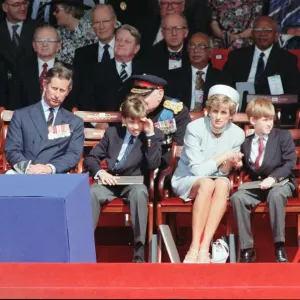 Print of Prince Charles, Princess Diana and her two sons at VE Day ceremony