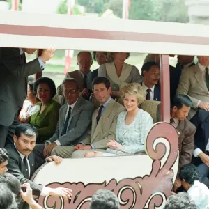 Prince Charles, Princes of Wales and Diana, Princess of Wales on a tour of Taman Mini