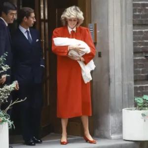 Prince Charles and Princess Diana with Baby Prince Harry Print