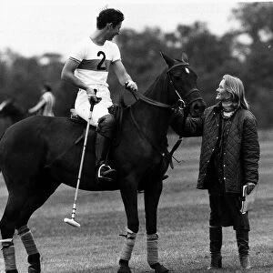 Prince Charles sits on horse in polo game July 1979