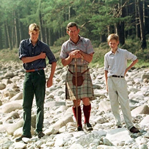 Prince Charles with sons at Balmoral, Scotland, 12th August 1997