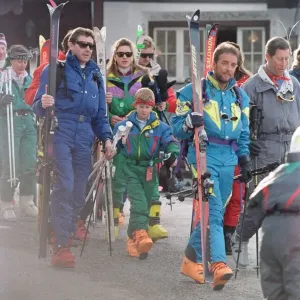Prince Charles with son Harry, 9, on a skiing holiday at Klosters
