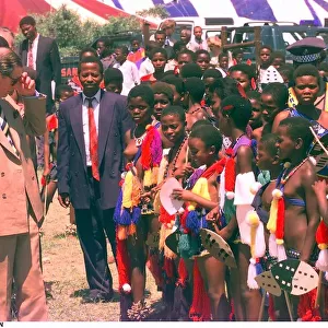 Prince Charles in Swaziland October 1997 in the village of Gundvwini where the people