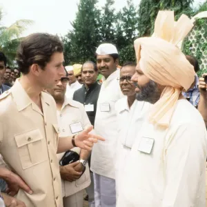 Prince Charles during his tour of India. Pictured at a plantation. December 1980