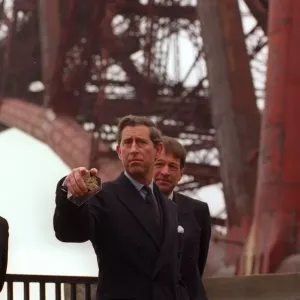 Prince Charles on a visit to the Forth Bridge in Edinburgh April 1996