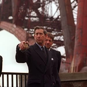 Prince Charles on a visit to the Forth Bridge in Edinburgh April 1996