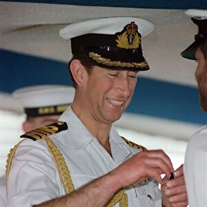 Prince Charles visiting his old ship HMS Hermione, in Dubai