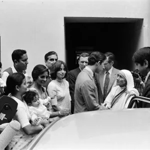 Print of Prince Charles visiting Mother Teresa in Calcutta, India Print of Prince Charles visiting Mother Teresa in Calcutta, India