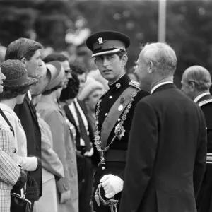 Prince Charles on his way to the ceremony of his Investiture as Prince of Wales