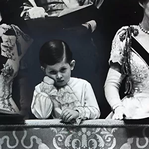 Prince Charles a four year old looking bored at June 1953 coronation of his mother