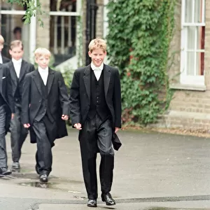 Prince Harry arrives for his first day at Eton College, Windsor. 3rd September 1998