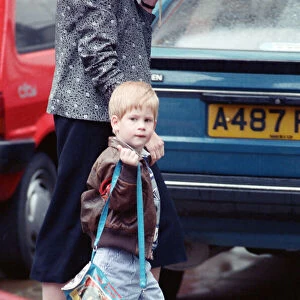Prince Harry arrives for nursery school at Chepstow Villas nursery in Kensington