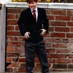 Prince Harry flannels blazer shirt tie attending an Easter Service